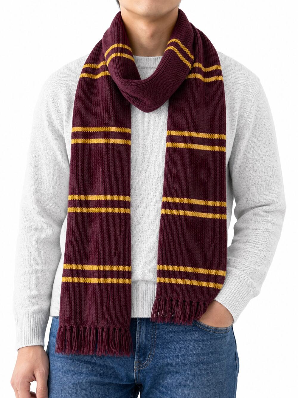 Harry Potter Studio Tour London Knit Scarf Burgundy Gold One Size